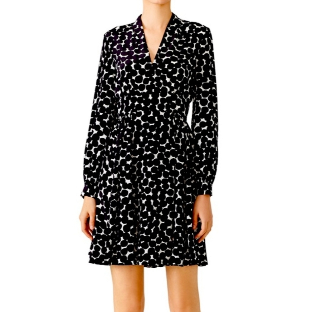 Kate Spade Silk Spotted V-Neck Dress Sz6